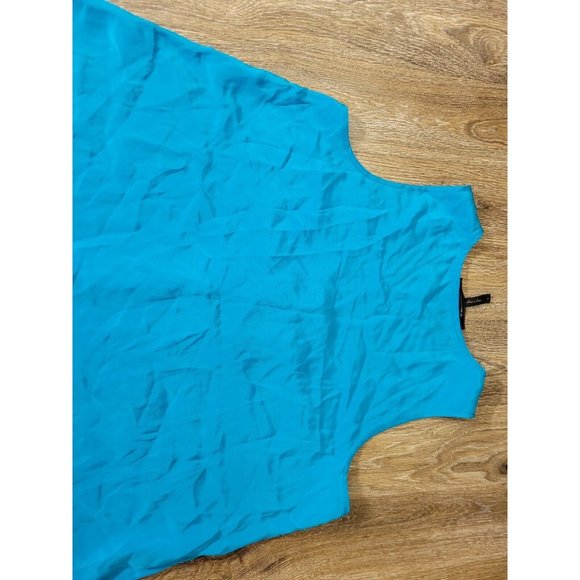 BCBG Maxazria Womens Aqua S Dress Tank Fringe Criss Cross Longer Back 100% Silk - Picture 7 of 7